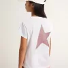 Camiseta blanca para niña con logotipo rosa brillante y estrella maxi Camiseta blanca para niña con logotipo rosa brillante y estrella maxi