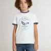 Camiseta blanca para niño con estampado azul