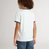 Camiseta blanca para niño con estampado azul
