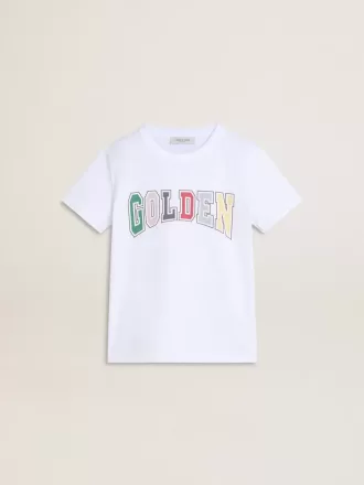 camiseta blanca para nio con estampado multicolor dorado 1 330x440 - Camiseta blanca para ni&ntilde;o con estampado multicolor dorado