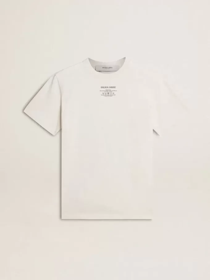 Camiseta de algodón blanco desgastado para hombre con letras negras