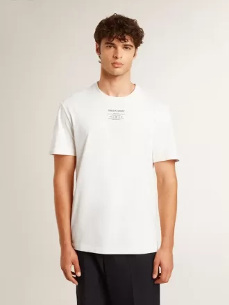 Camiseta de algodón blanco desgastado para hombre con letras negras