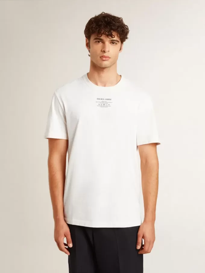 Camiseta de algodón blanco desgastado para hombre con letras negras