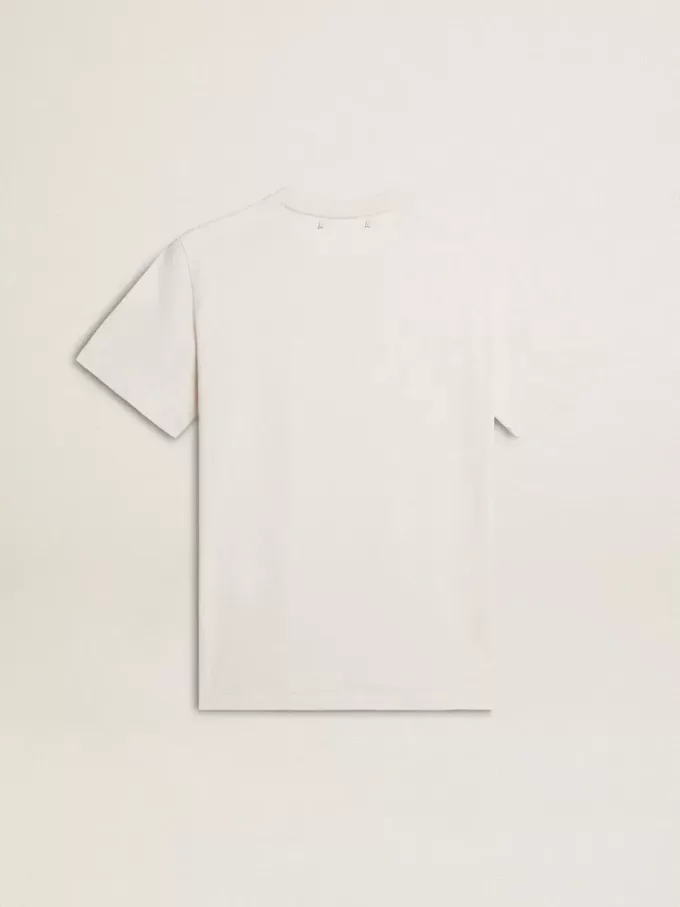Camiseta de algodón blanco desgastado para hombre con letras negras