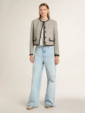 Camiseta de algodón blanco desgastado para mujer con letras negras