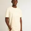 Camiseta de algodón blanco envejecido para hombre con estampado en la parte delantera