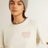 Camiseta de algodón blanco envejecido para mujer con bordado a mano