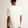 Camiseta de algodón para hombre en blanco envejecido con estampado en el corazón Camiseta de algodón para hombre en blanco envejecido con estampado en el corazón