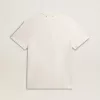 Camiseta de algodón para hombre en blanco envejecido con estampado en el corazón Camiseta de algodón para hombre en blanco envejecido con estampado en el corazón