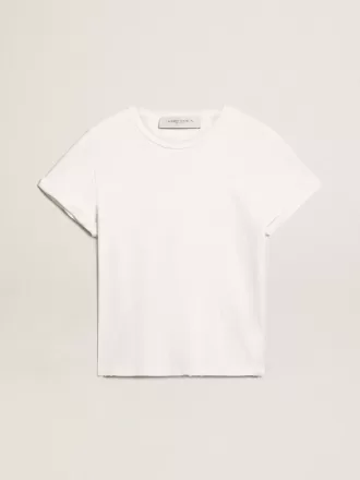 Camiseta de mujer de corte regular desgastada en color blanco