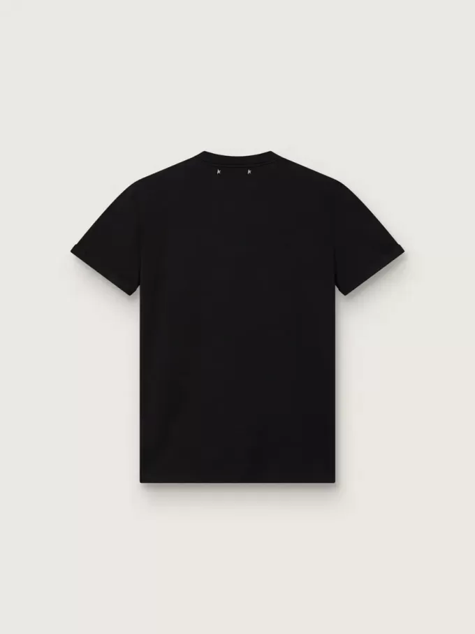 Camiseta de mujer de corte regular y efecto desgastado en color negro