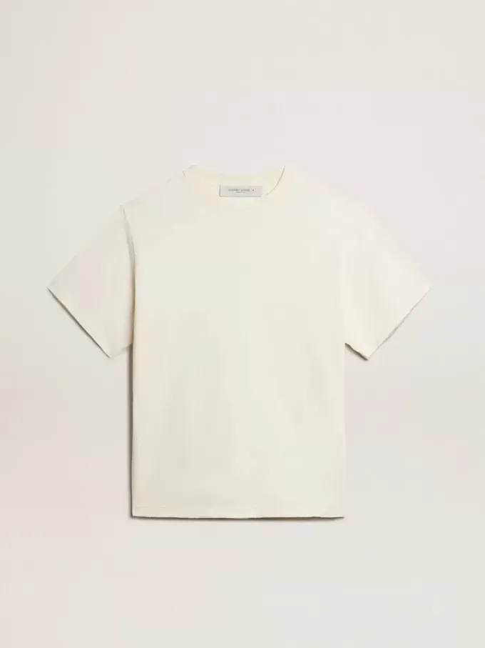 Camiseta en blanco envejecido con logotipo invertido en la espalda – Jersey Capsule