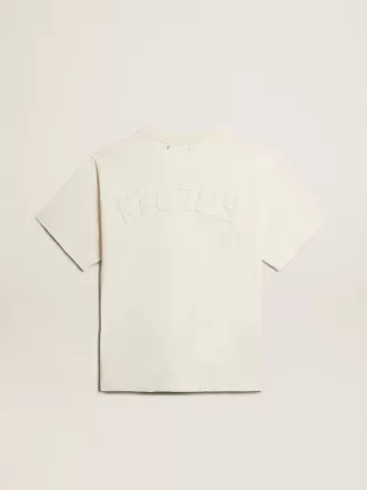 Camiseta en blanco envejecido con logotipo invertido en la espalda – Jersey Capsule