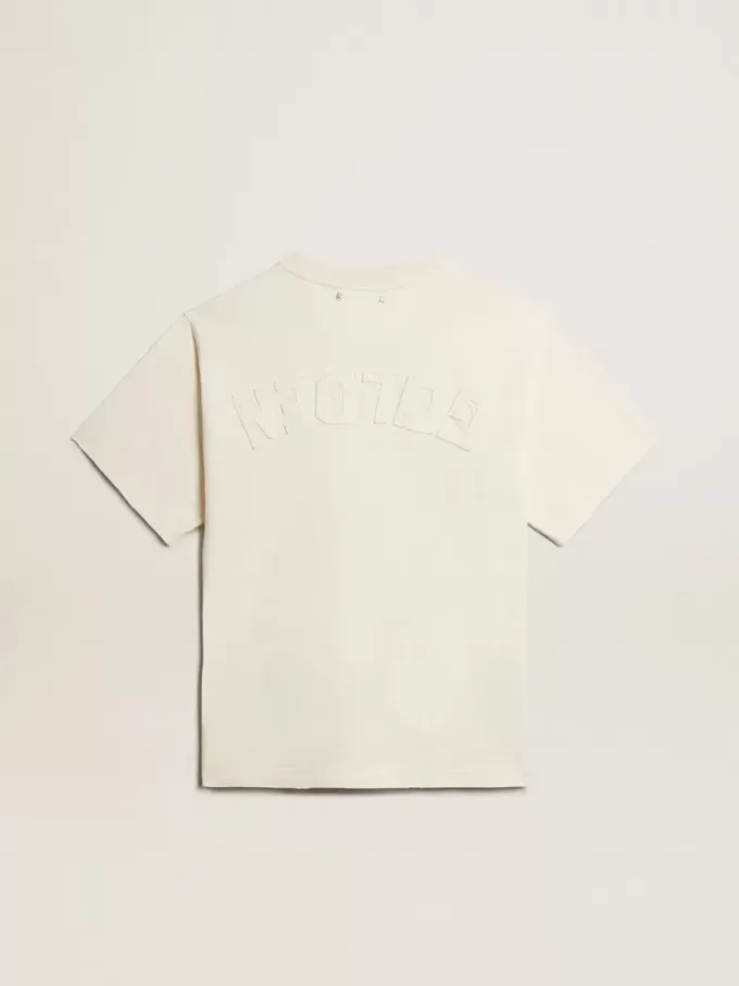 Camiseta en blanco envejecido con logotipo invertido en la espalda – Jersey Capsule