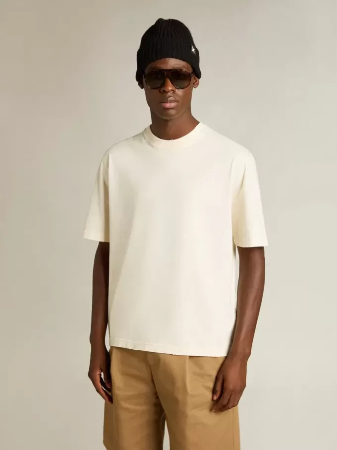 Camiseta en blanco envejecido con logotipo invertido en la espalda – Jersey Capsule