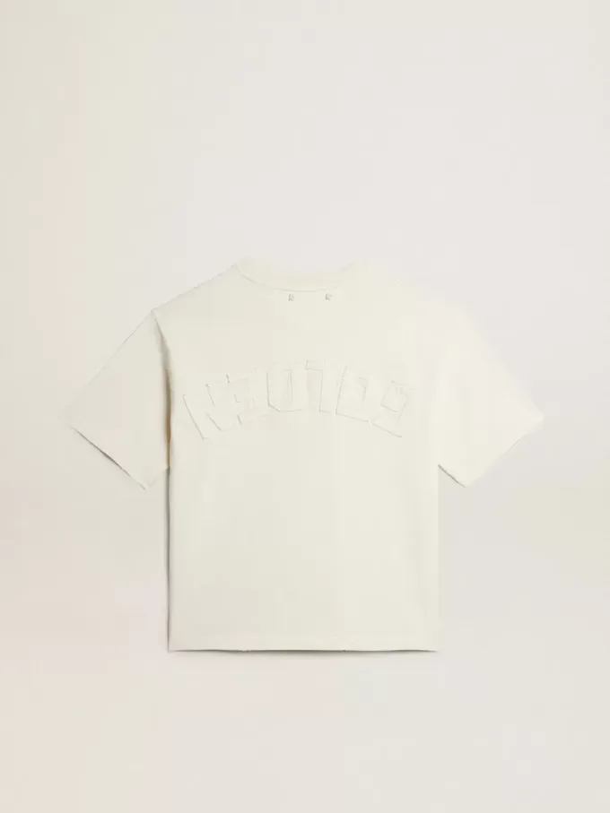 Camiseta en blanco envejecido con logotipo invertido en la espalda – Jersey Capsule
