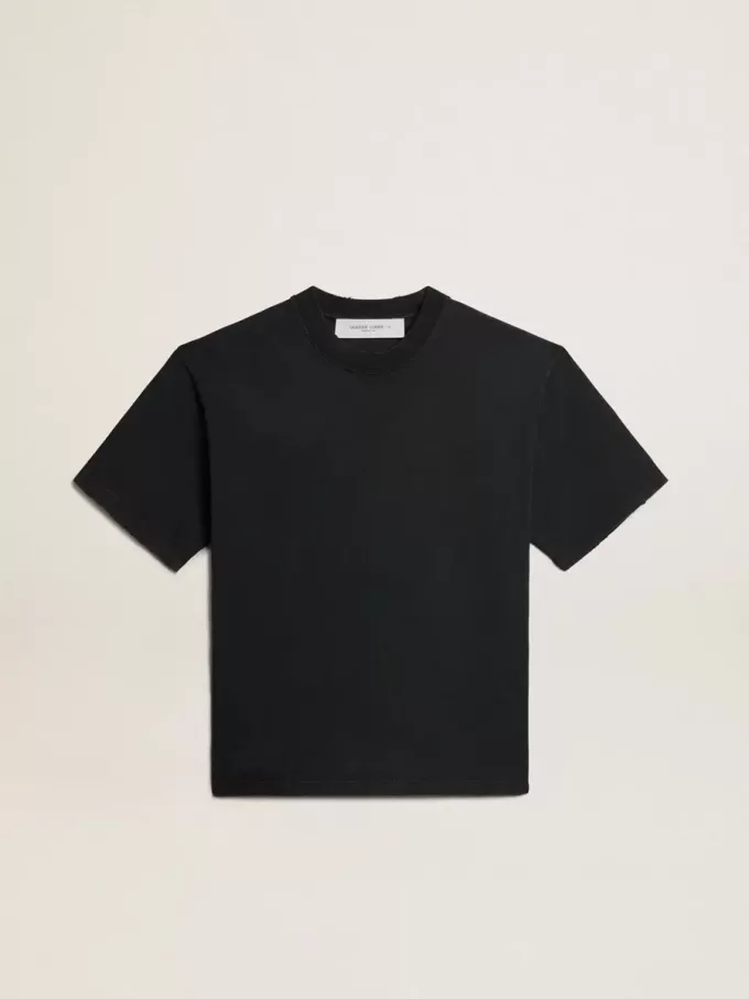 Camiseta en negro lavado con logotipo invertido en la espalda – Jersey Capsule