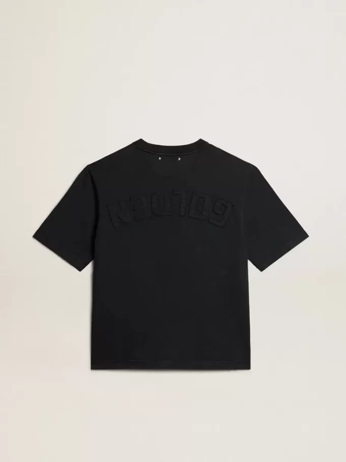 Camiseta en negro lavado con logotipo invertido en la espalda – Jersey Capsule