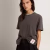Camiseta gris antracita con cristales para mujer