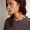 Camiseta gris antracita con cristales para mujer