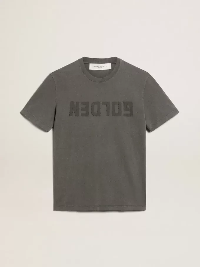 Camiseta gris antracita para hombre con tratamiento desgastado