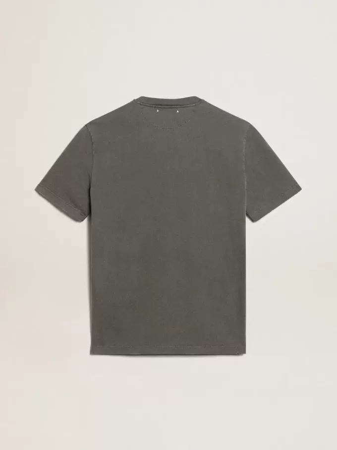 Camiseta gris antracita para hombre con tratamiento desgastado