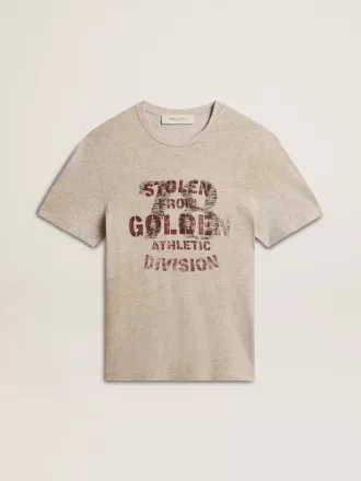 Camiseta gris de algodón para hombre con estampado vintage en la parte delantera