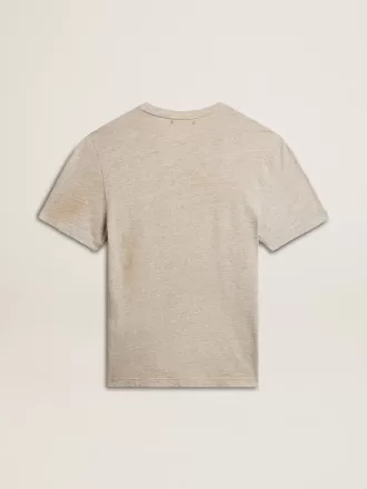 Camiseta gris de algodón para hombre con estampado vintage en la parte delantera