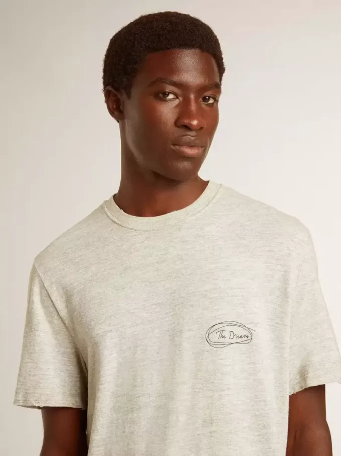 Camiseta gris para hombre con letras negras