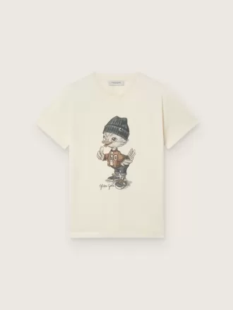 Camiseta Journey para niño en jersey de algodón blanco con estampado digital de la mascota