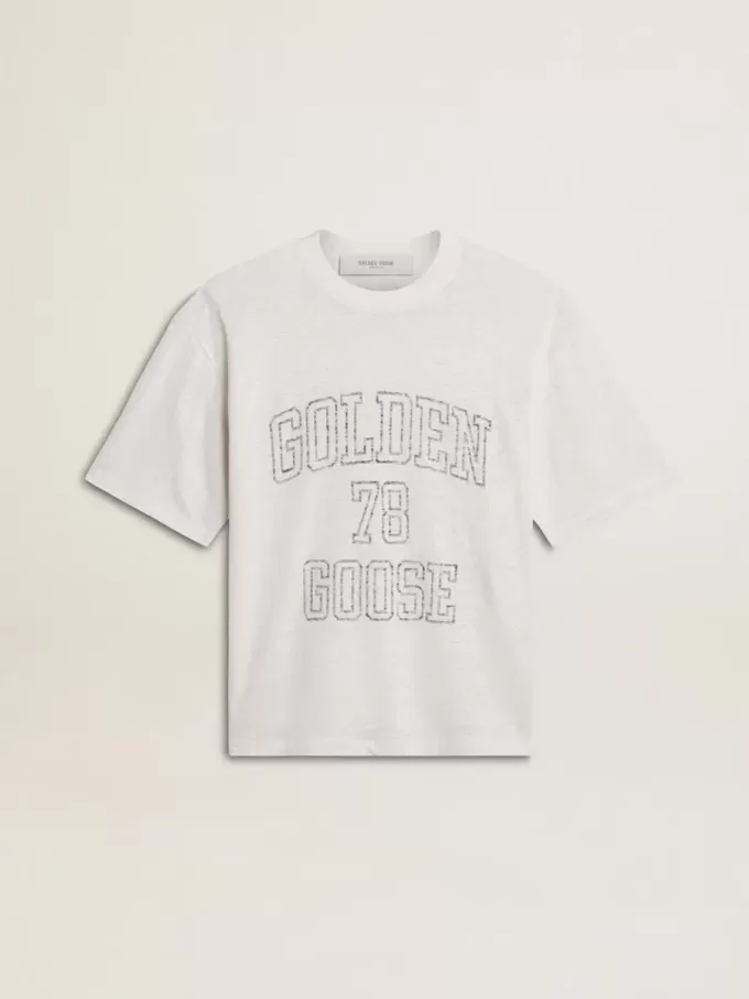 Camiseta ligera de lino blanco con estampado para mujer