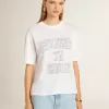 Camiseta ligera de lino blanco con estampado para mujer