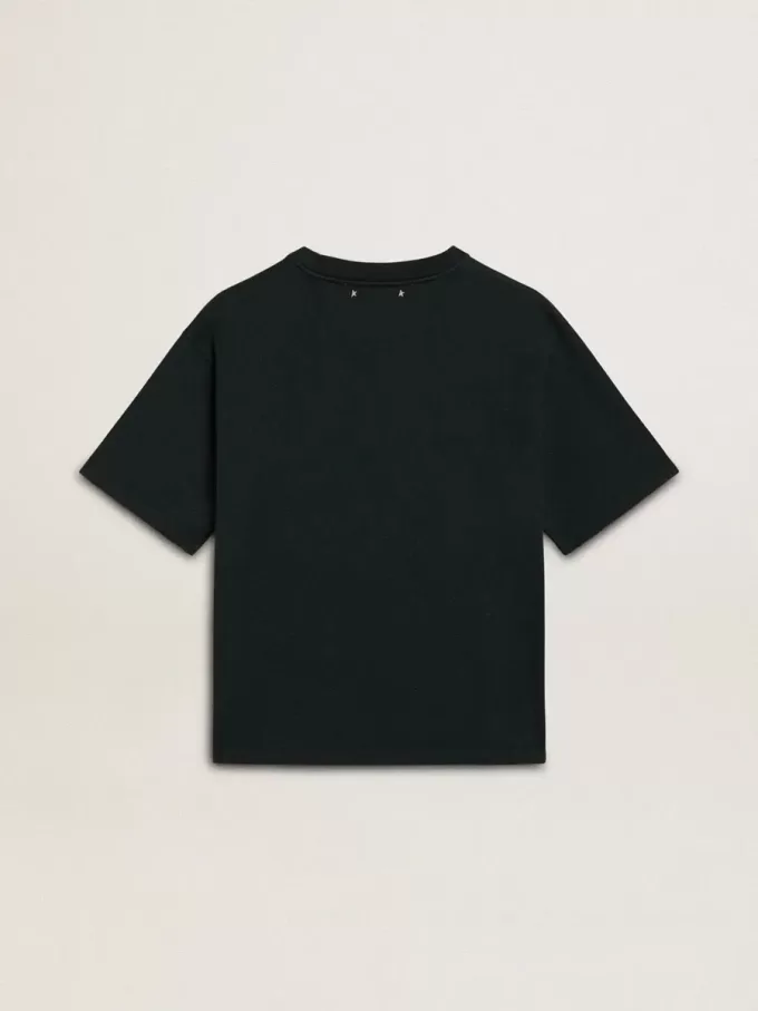 Camiseta negra con cristales para mujer