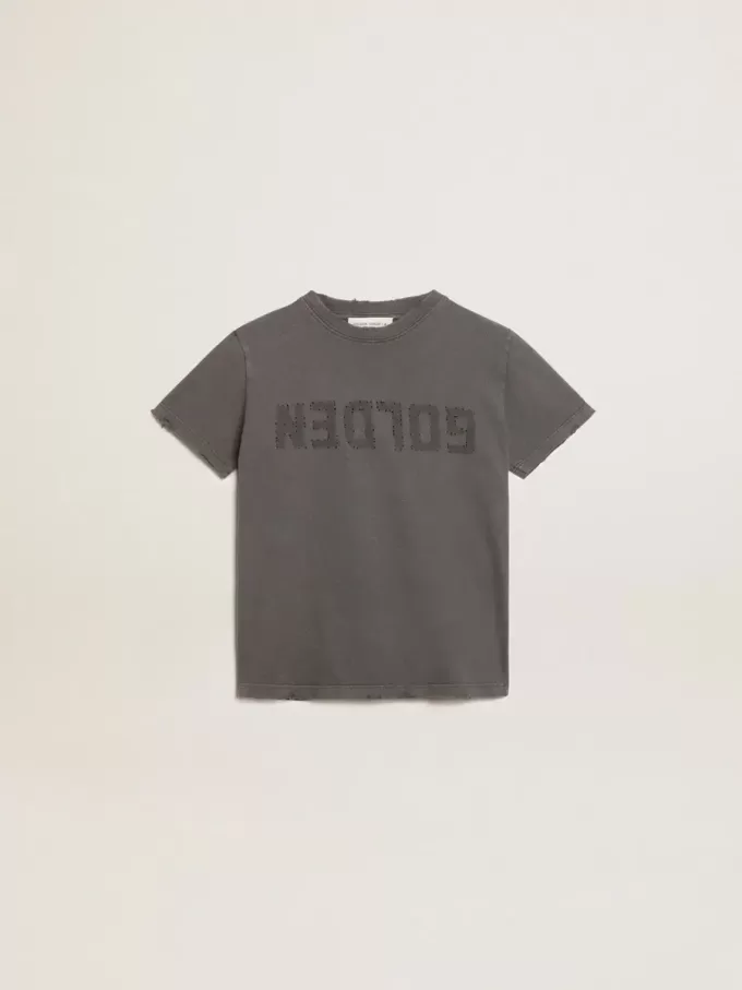 Camiseta para niño en color gris con tratamiento desgastado