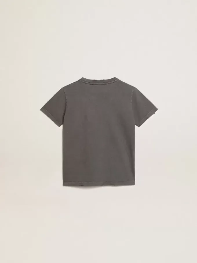 Camiseta para niño en color gris con tratamiento desgastado