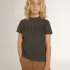 Camiseta para niño en color gris con tratamiento desgastado