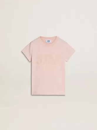 Camiseta rosa para niña con estampado rosa en la parte delantera