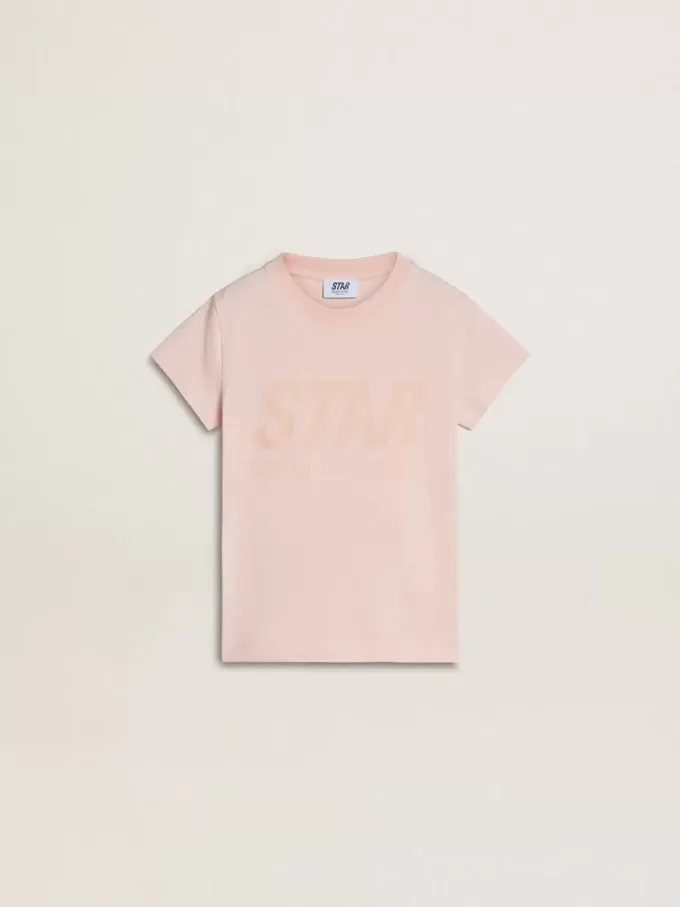 Camiseta rosa para niña con estampado rosa en la parte delantera