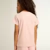 Camiseta rosa para niña con logotipo blanco y estrella maxi Camiseta rosa para niña con logotipo blanco y estrella maxi