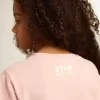 Camiseta rosa para niña con logotipo blanco y estrella maxi Camiseta rosa para niña con logotipo blanco y estrella maxi