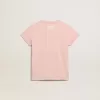 Camiseta rosa para niña con logotipo blanco y estrella maxi Camiseta rosa para niña con logotipo blanco y estrella maxi