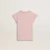 Camiseta rosa para niña con mangas con volantes y bordados