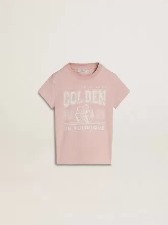 Camiseta rosa para niñas con estampado blanco
