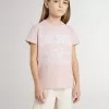 Camiseta rosa para niñas con estampado blanco Camiseta rosa para niñas con estampado blanco