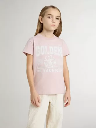 Camiseta rosa para niñas con estampado blanco