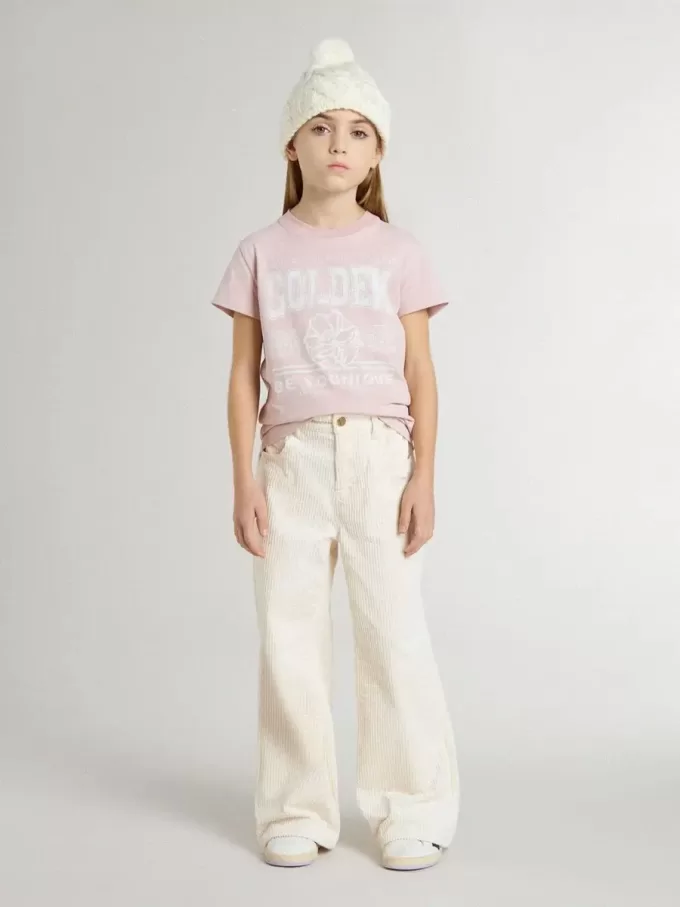 Camiseta rosa para niñas con estampado blanco Camiseta rosa para niñas con estampado blanco