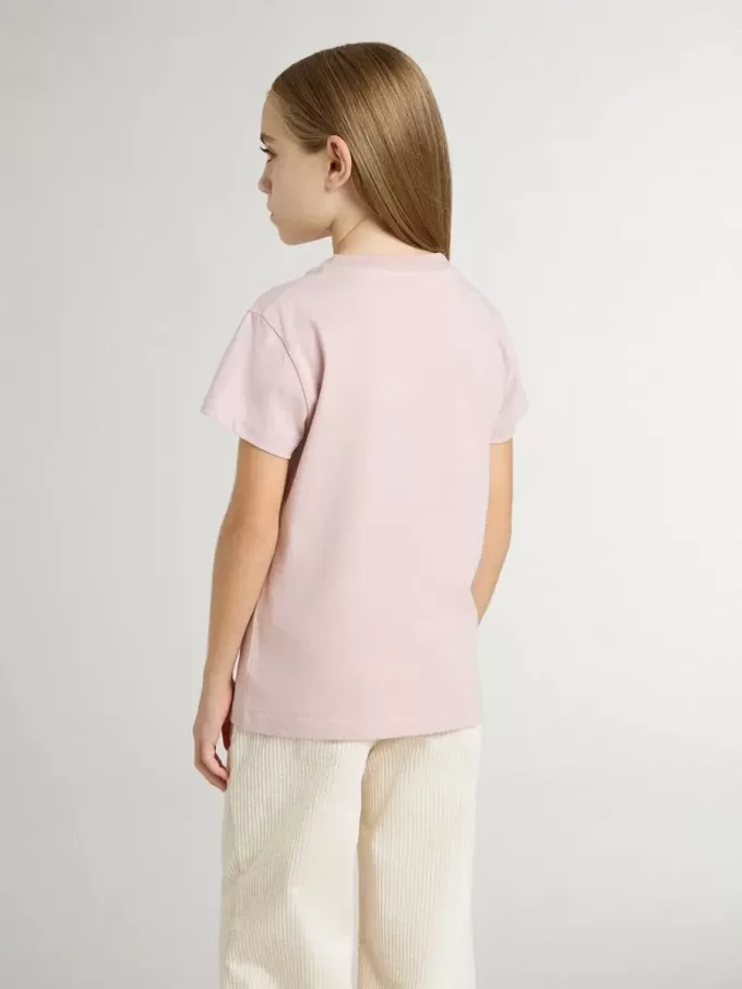 Camiseta rosa para niñas con estampado blanco Camiseta rosa para niñas con estampado blanco