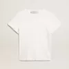 Camiseta slim fit para mujer en blanco con efecto desgastado