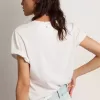 Camiseta slim fit para mujer en blanco con efecto desgastado