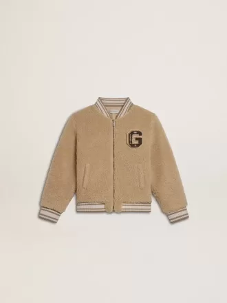 Cazadora bomber beige de felpa para niños